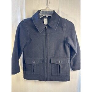 Gymboree Boys Wool Blend Black Zip Up Jacket Coat Size 5-6 Pockets Classic